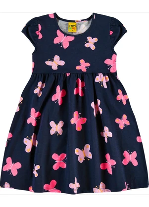 Rovi Kids - Vestido Feminino Meia Malha Azul - ROVI KIDS