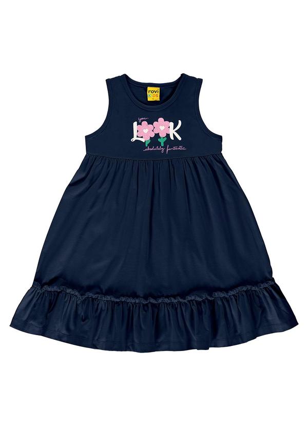 Rovi Kids - Vestido Feminino Meia Malha Azul