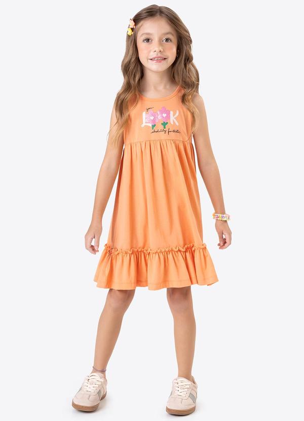 Rovi Kids - Vestido Feminino Meia Malha Laranja