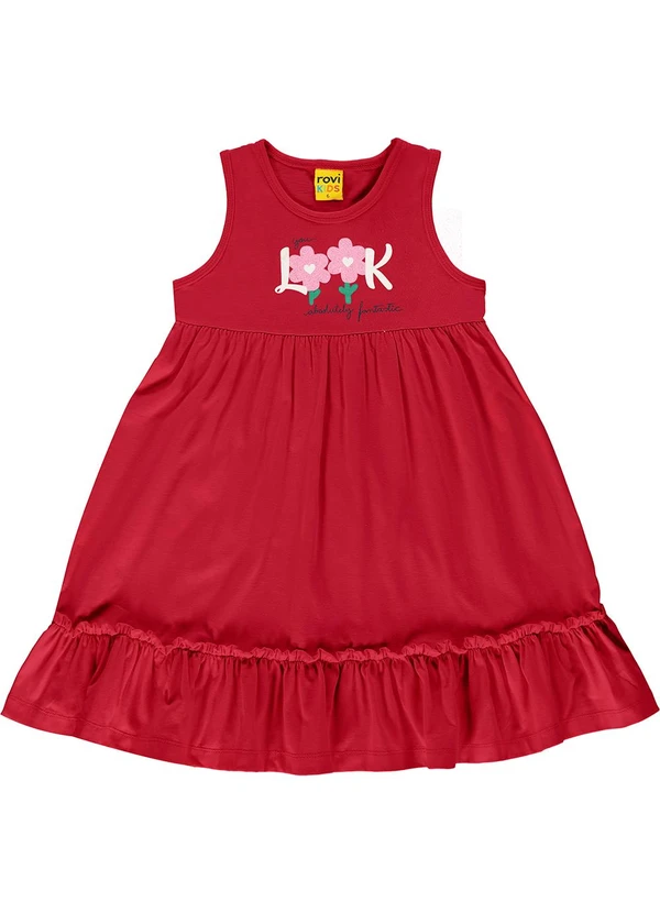 Rovi Kids - Vestido Feminino Meia Malha Vermelho