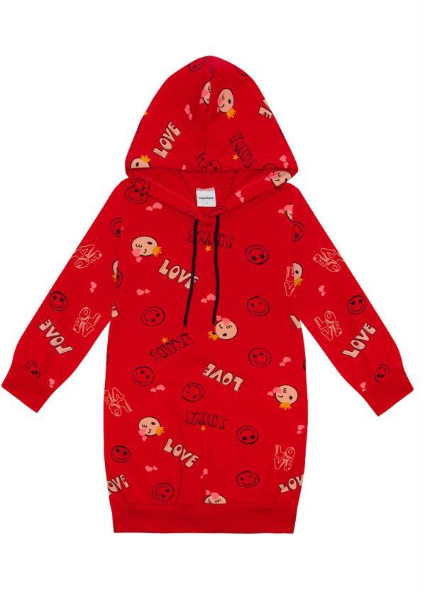 Rovi Kids - Vestido Infantil com Capuz Smile Vermelho 1