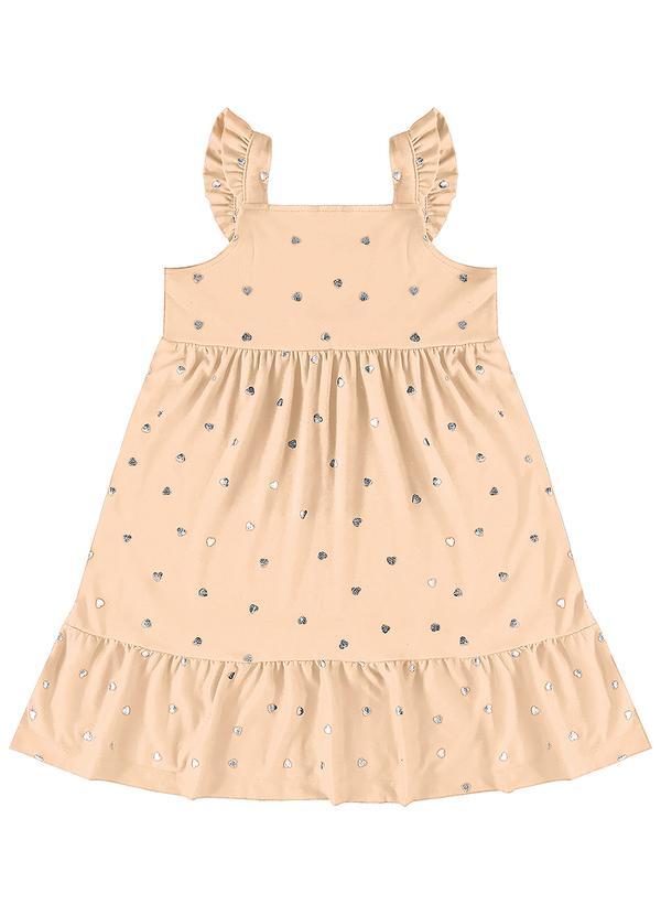 Rovi Kids - Vestido Infantil Corações Bege
