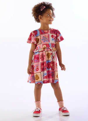 Três e Já - Vestido Infantil Dona Joana Estampado - TRÊS E JÁ