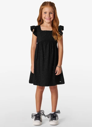 Trick Nick - Vestido Infantil em Cotton Glitter Preto - TRICK NICK
