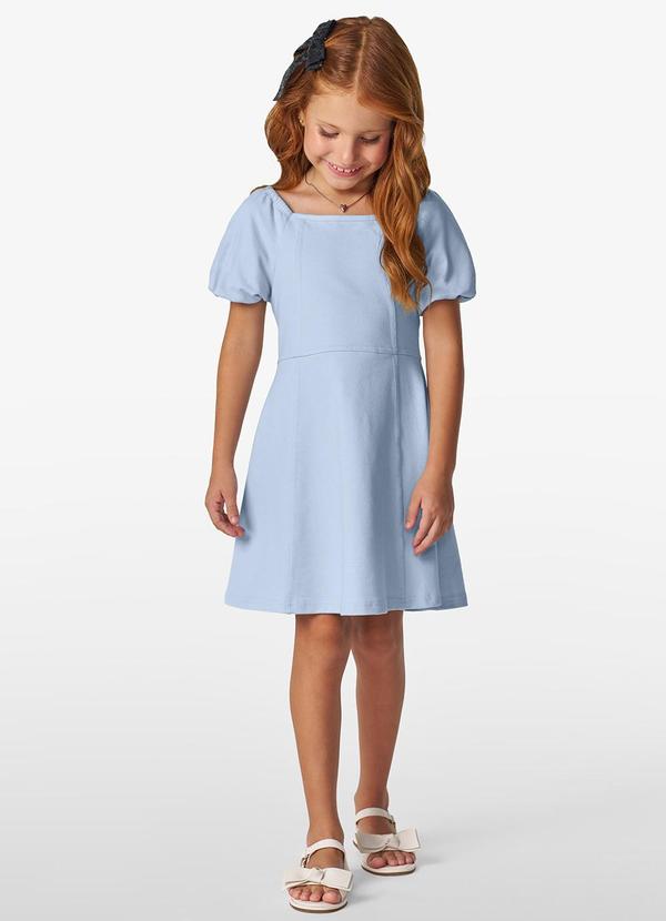 Trick Nick - Vestido Infantil em Moletinho Denim Azul