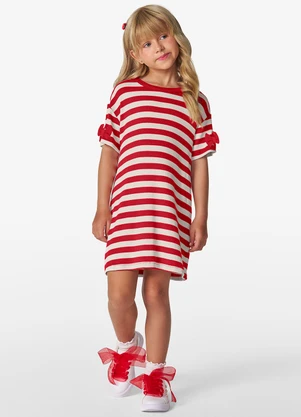 Trick Nick - Vestido Infantil em Ribana 2x1 Vermelho - TRICK NICK