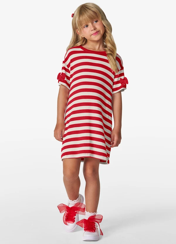 Trick Nick - Vestido Infantil em Ribana 2x1 Vermelho