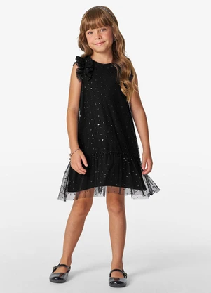 Trick Nick - Vestido Infantil em Tule Lantejoulas Preto - TRICK NICK