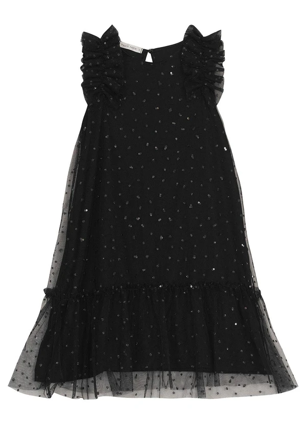 Trick Nick - Vestido Infantil em Tule Lantejoulas Preto 2