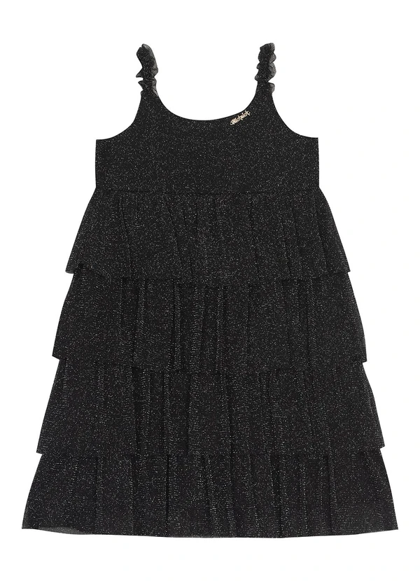 Trick Nick - Vestido Infantil em Tule Shine Duo Preto 2