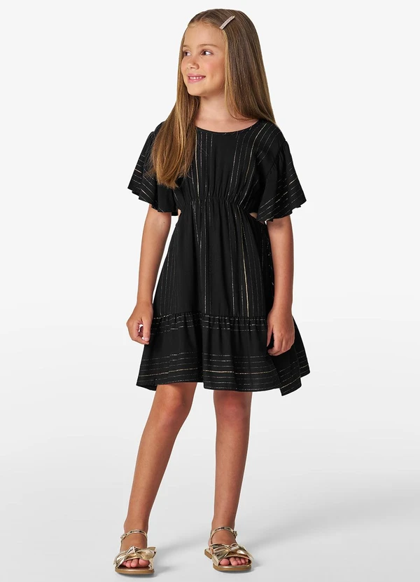 Trick Nick - Vestido Infantil em Viscose Lurex Preto