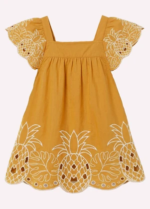 Nanai - Vestido Infantil Menina Abacaxi Amarelo - NANAI