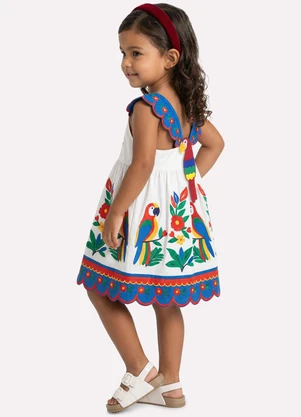 Nanai - Vestido Infantil Menina Araras Branco - NANAI