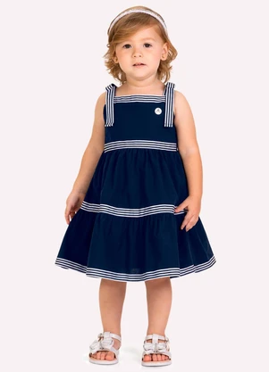 Milon - Vestido Infantil Menina com Aviametos Azul - MILON