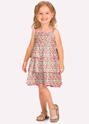 Milon - Vestido Infantil Menina com Babados Bege - MILON