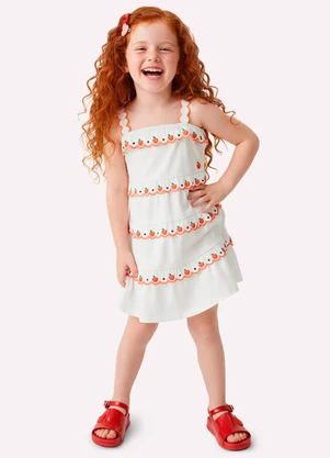 Nanai - Vestido Infantil Menina com Babados Branco - NANAI
