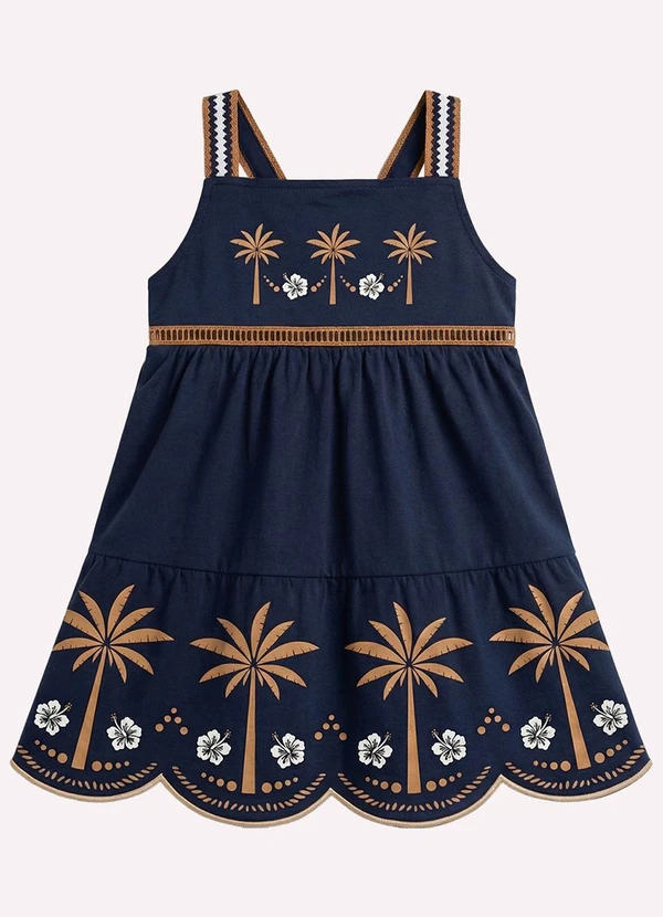Nanai - Vestido Infantil Menina com Corte a Laser Azul