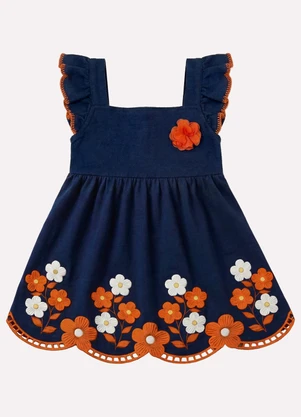 Kyly - Vestido Infantil Menina com Corte a Laser Azul - KYLY