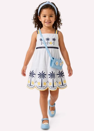Nanai - Vestido Infantil Menina com Corte a Laser Branco - NANAI