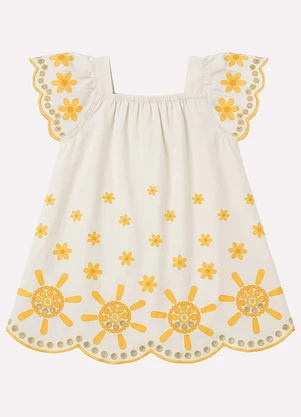 Kyly - Vestido Infantil Menina com Corte a Laser Branco - KYLY
