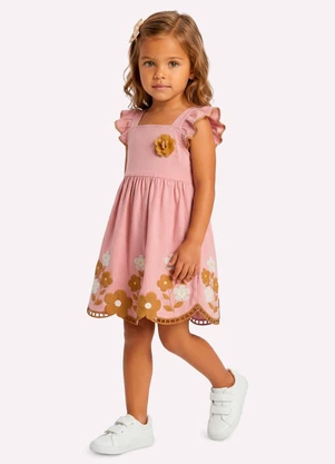 Kyly - Vestido Infantil Menina com Corte a Laser Rosa - KYLY