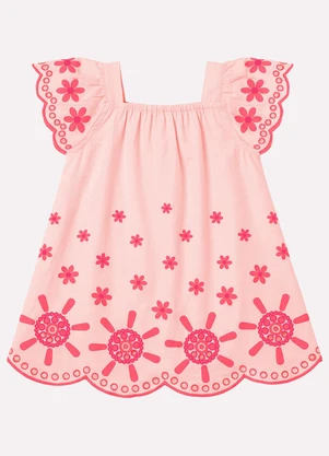 Kyly - Vestido Infantil Menina com Corte a Laser Rosa - KYLY