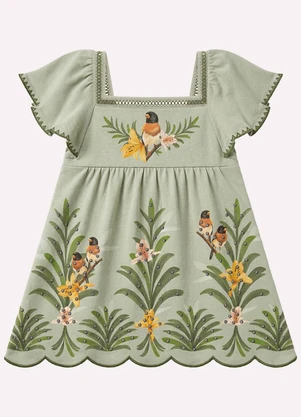 Nanai - Vestido Infantil Menina com Strass Verde - NANAI