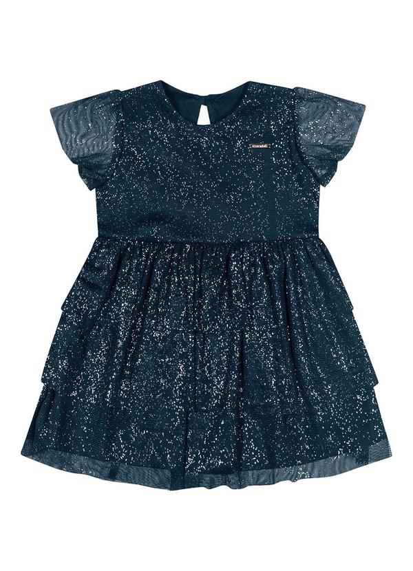 Colorittá - Vestido Infantil Menina Curto com Tule Brilho Colo