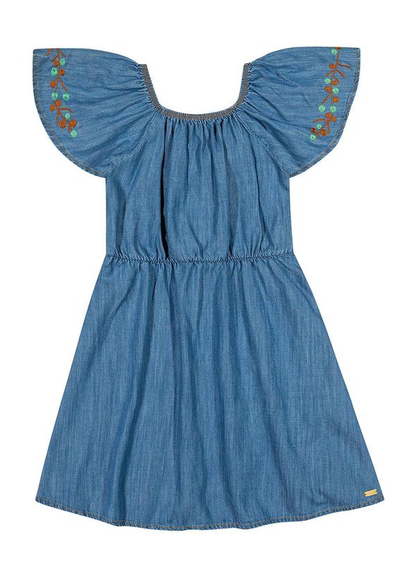 Colorittá - Vestido Infantil Menina Curto Jeans Colorittá Azul