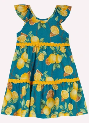 Nanai - Vestido Infantil Menina em Algodão Azul - NANAI