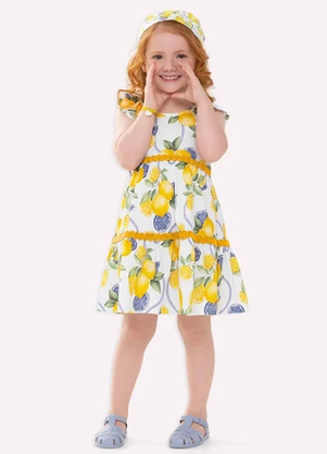 Nanai - Vestido Infantil Menina em Algodão Branco - NANAI