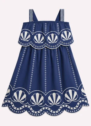 Nanai - Vestido Infantil Menina em Cotton Azul - NANAI
