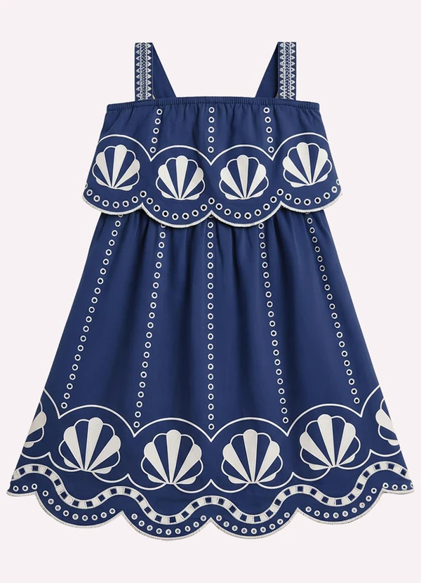 Nanai - Vestido Infantil Menina em Cotton Azul