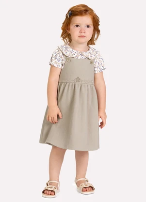Milon - Vestido Infantil Menina em Piquet Branco - MILON