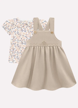 Milon - Vestido Infantil Menina em Piquet Branco - MILON