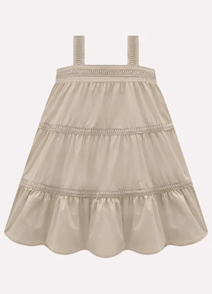 Milon - Vestido Infantil Menina em Tricoline Bege - MILON