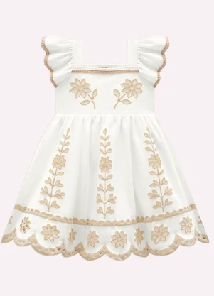 Milon - Vestido Infantil Menina Flores Branco - MILON
