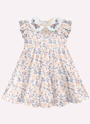Milon - Vestido Infantil Menina Folhas Bege - MILON