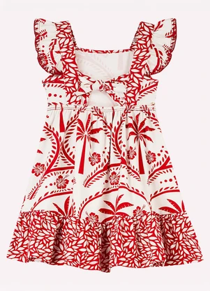 Nanai - Vestido Infantil Menina Folhas Branco - NANAI