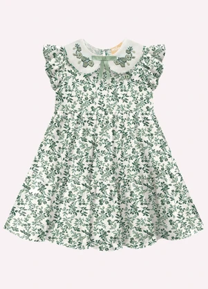 Milon - Vestido Infantil Menina Folhas Verde - MILON