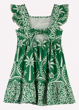 Nanai - Vestido Infantil Menina Folhas Verde - NANAI