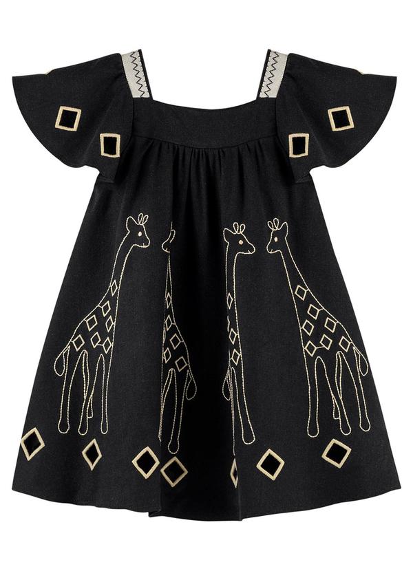 Nanai - Vestido Infantil Menina Girafas Preto 2