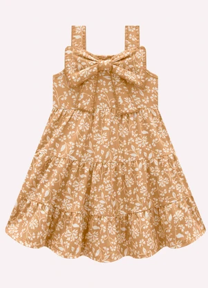 Milon - Vestido Infantil Menina Laço Marrom - MILON