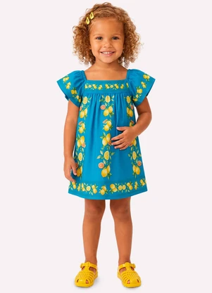 Nanai - Vestido Infantil Menina Limões Azul - NANAI