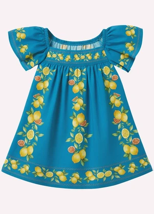 Nanai - Vestido Infantil Menina Limões Azul - NANAI