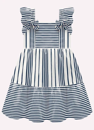 Milon - Vestido Infantil Menina Listrado Azul - MILON