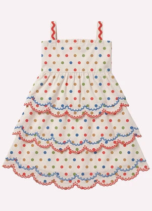 Nanai - Vestido Infantil Menina Póas Branco - NANAI