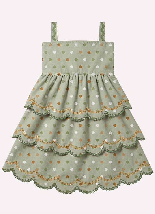 Nanai - Vestido Infantil Menina Póas Verde