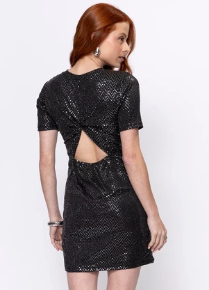 Minty - Vestido Lantejoula Feminino Preto - MINTY