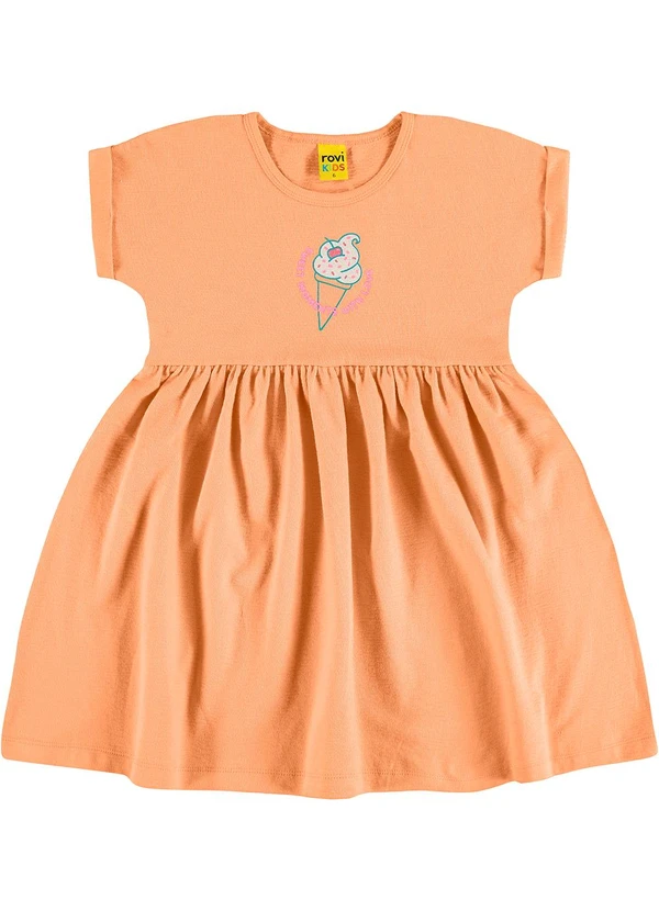 Rovi Kids - Vestido Malhão Fruit Laranja